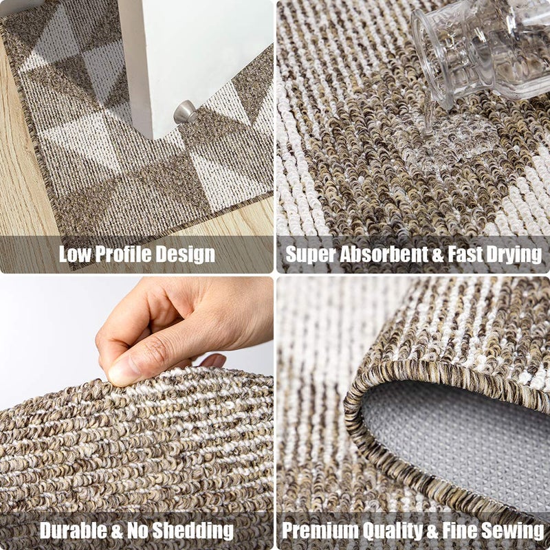 Aoonby Indoor Doormat 32"x 48", Absorbent Front Back Door Mat, Rubber Backing Non Slip Floor Mats Inside Mud Dirt Trapper Outside Entrance Door Rug Carpet, Machine Washable Low Profile - Brown Time Cloister - Image 4